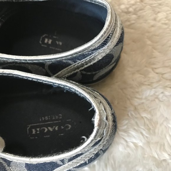 Coach Dee Navy Signature Sneakers Silver Logo 6.5 - Picture 6 of 9